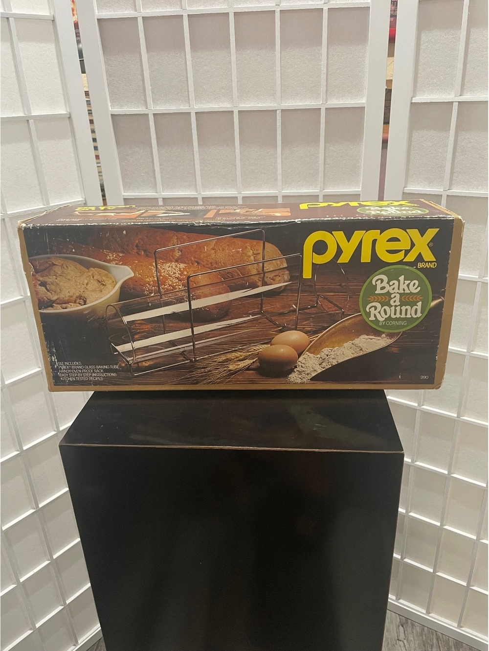 Pyrex Bake A Round Glass Baking Tube w Oven Rack & Recipes Corning Vintage NIB